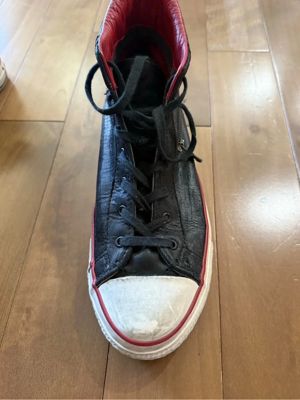 Rare John Varvatos Converse Black Leather High Top Shoes 9.5 Y2K Alt Grunge - Picture 6 of 12